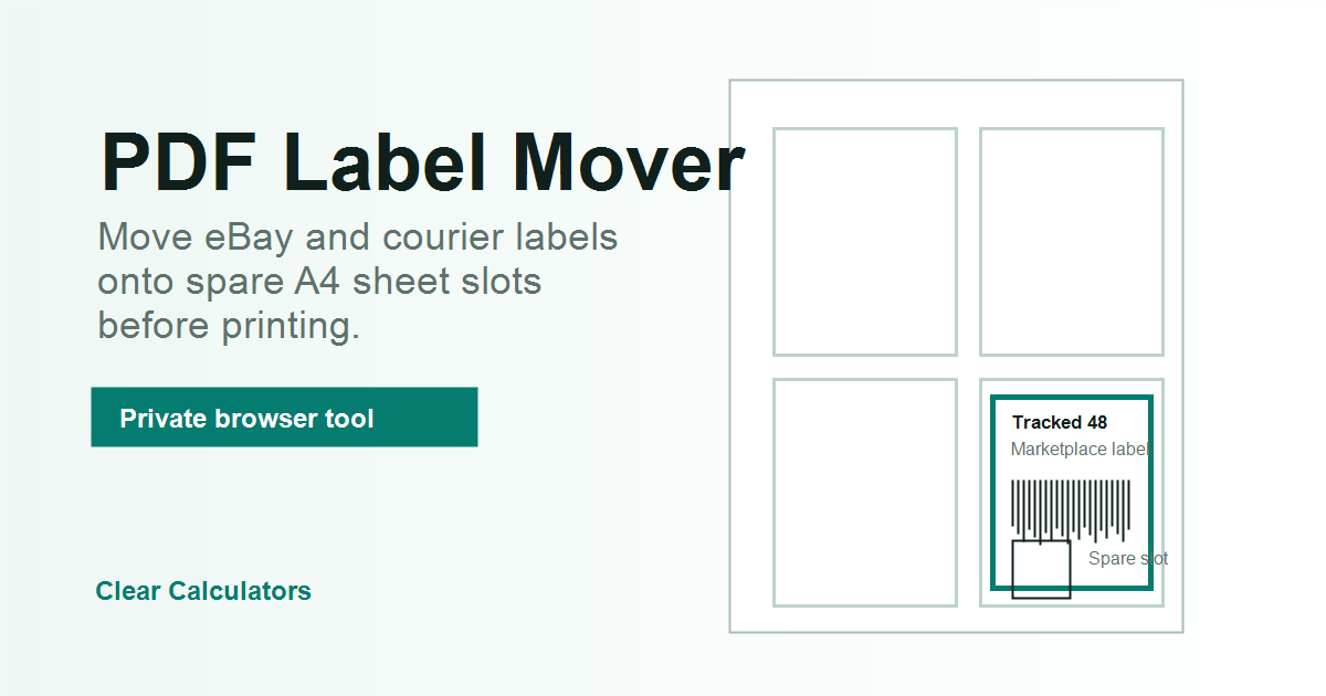 Example of a shipping label moved onto an unused A4 label sheet slot